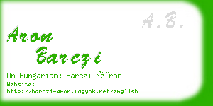 aron barczi business card